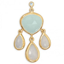 Load image into Gallery viewer, 14 Karat Gold Plated Topaz and Chalcedony Drop Earrings