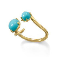 Load image into Gallery viewer, 14 Karat Gold Plated Decorative Branch and Turquoise Split Ring