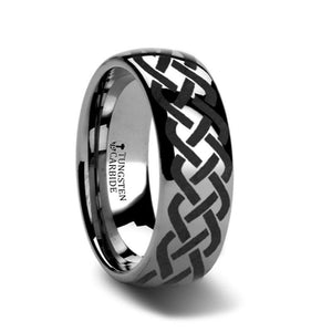 ADDISON Domed Tungsten Ring with Celtic Knot Design 4mm