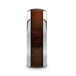 DALBERG Tungsten Carbide Rose Wood Inlay Polished Finish Men’s Domed Wedding Ring - 8mm