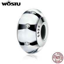 Load image into Gallery viewer, 2017 New Arrival 925 Sterling Silver Delicate Black Striped Glass Beads Fit Original wst Bracelet Fine Jewelry Gift CQZ050