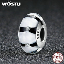Load image into Gallery viewer, 2017 New Arrival 925 Sterling Silver Delicate Black Striped Glass Beads Fit Original wst Bracelet Fine Jewelry Gift CQZ050