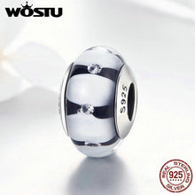 Load image into Gallery viewer, 2017 New Arrival 925 Sterling Silver Delicate Black Striped Glass Beads Fit Original wst Bracelet Fine Jewelry Gift CQZ050