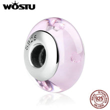 Load image into Gallery viewer, 925 Sterling Silver Pink Heart Munaro Glass Beads Fit Original WST Charm