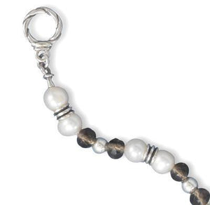 7.5" Cultured Freshwater Pearl and Smoky Quartz Toggle Bracelet