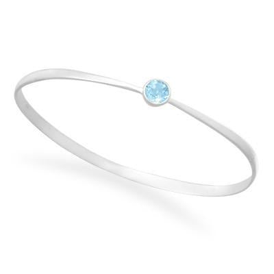 .925 Matte Finish Blue Topaz Bangle