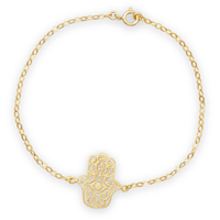 Load image into Gallery viewer, 6" + 1" 14 Karat Gold Plated Hamsa Bracelet