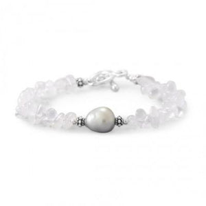 Baila Luna Quartz and Cultured Freshwater Pearl Toggle Bracelet