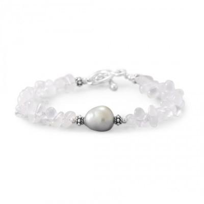 Baila Luna Quartz and Cultured Freshwater Pearl Toggle Bracelet