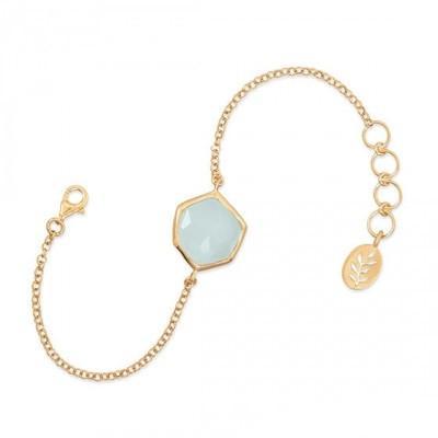 14 Karat Gold Plated Green Chalcedony Bracelet