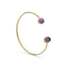Load image into Gallery viewer, 14 Karat Gold Plated Rough Cut Amethyst Split Bangle
