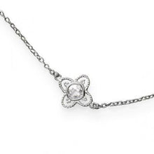 Load image into Gallery viewer, 36" Rhodium Plated CZ Quatrefoil Necklace