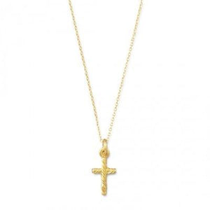 16" + 2" 14 Karat Gold Plated Cross Necklace