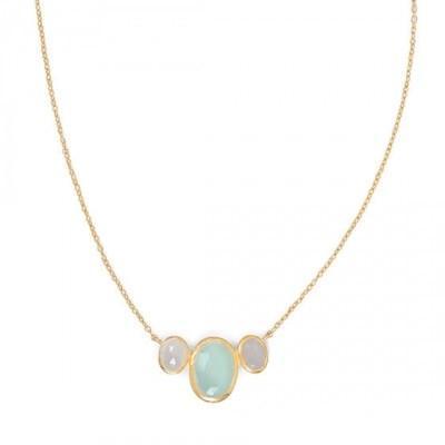 14 Karat Gold Plated Oval Chalcedony Necklace