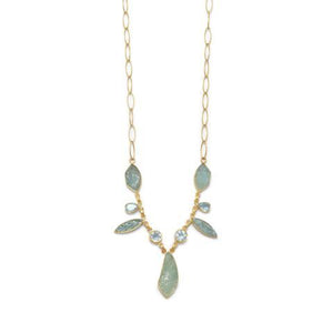 14 Karat Gold Plated Aquamarine and Blue Topaz Necklace