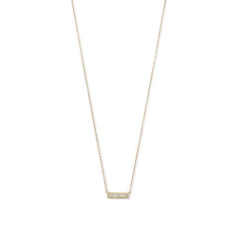 14 Karat Gold Plated Mini CZ Bar Necklace