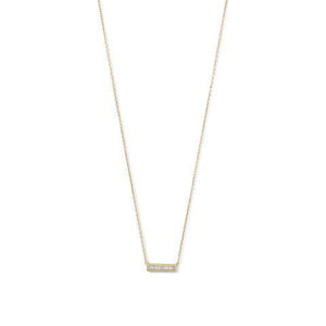 14 Karat Gold Plated Mini CZ Bar Necklace
