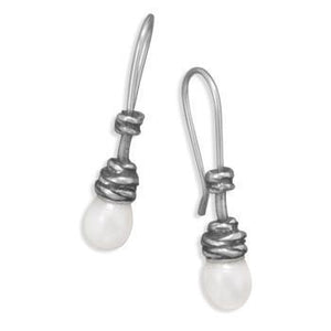 .925 Oxidized Cultured Freshwater Pearl Earrings