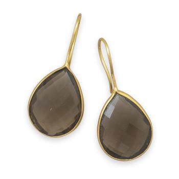 14 Karat Gold Plated Smoky Quartz Earrings