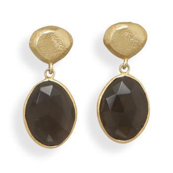 14 Karat Gold Plated Smoky Quartz Earrings