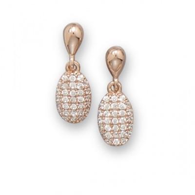 14 Karat Rose Gold Plated Pave CZ Drop Earrings