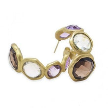 Load image into Gallery viewer, 18 Karat Gold Plated Faceted Multistone Earrings