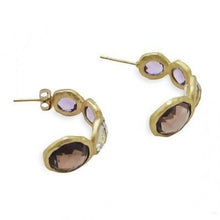 Load image into Gallery viewer, 18 Karat Gold Plated Faceted Multistone Earrings