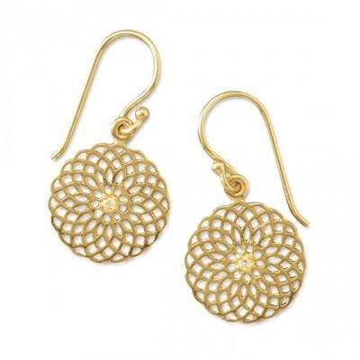14K Gold Plated Earrings with Ornate Spiral Cut Out Design