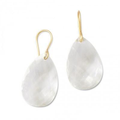 14K Gold Plated Faceted Clear Quartz Earrings