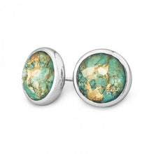 Load image into Gallery viewer, Round Freeform Faceted Quartz over Turquoise Earrings