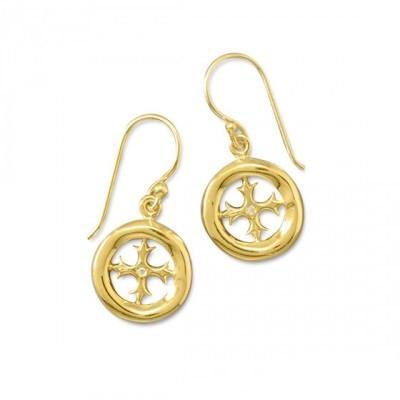 14K Gold Plated Cut Out Cross Earrings