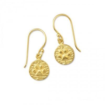 14K Gold Plated Paw Print Drop Earrings