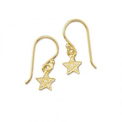 14 Karat Gold Plated Pave CZ Star Earrings