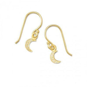 14 Karat Gold Plated Pave CZ Moon Earrings