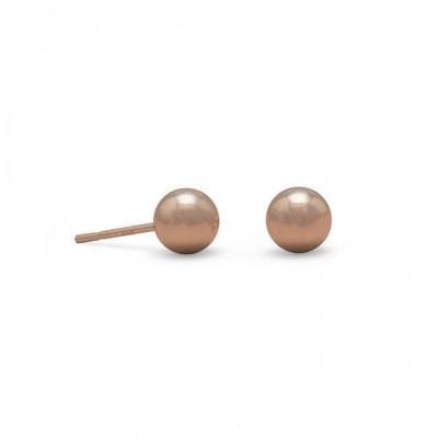 14 Karat Rose Gold Plated 10mm Ball Stud Earrings