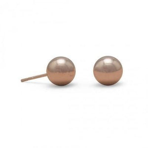 14 Karat Rose Gold Plated 10mm Ball Stud Earrings