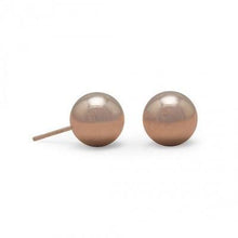 Load image into Gallery viewer, 14 Karat Rose Gold Plated 10mm Ball Stud Earrings