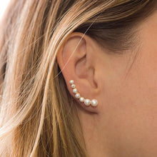 Load image into Gallery viewer, 14 Karat Gold Plated Graduated Cultured Freshwater Pearl Ear Climbers