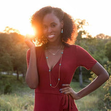 Load image into Gallery viewer, 14 Karat Gold Plated Turquoise Stone Endless Necklace