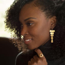 Load image into Gallery viewer, 14 Karat Gold Plated Textured Cascading Plate Earrings