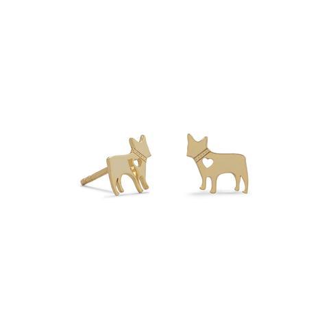 14 Karat Gold Plated Darling Dog Studs Item #: 66267