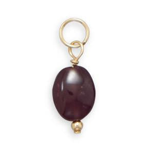 14/20 Gold Filled Oval Garnet Charm - January Birthstone