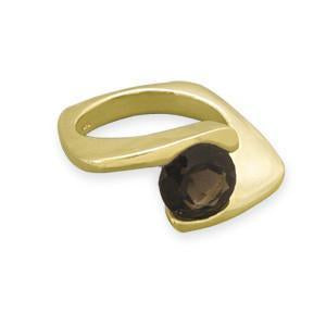 14 Karat Gold Plated Smoky Quartz Ring