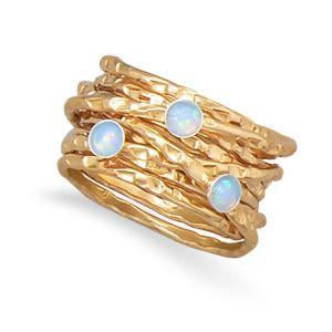 12/20 Gold Filled Multiband Synthetic Opal Ring