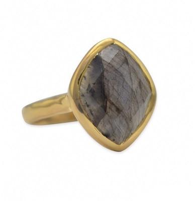 14 Karat Gold Plated Marquise Labradorite Ring