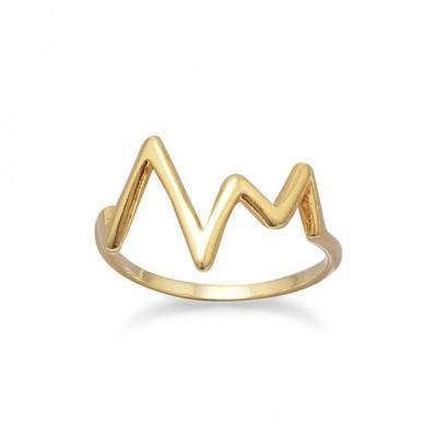 14 Karat Gold Plated Heartbeat Design Ring
