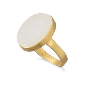 14 Karat Gold Plated White Druzy Ring