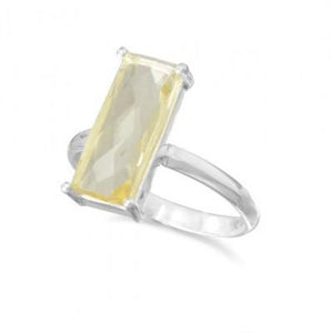 .925 Sterling Silver Faceted Lemon Quartz Ring