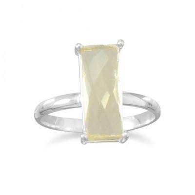 .925 Sterling Silver Faceted Lemon Quartz Ring