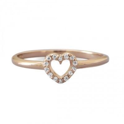 14 Karat Rose Gold Plated CZ Heart Ring